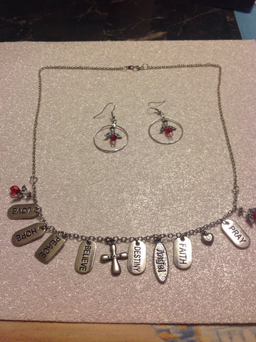 Silver angel devotional necklace with angel earrings
