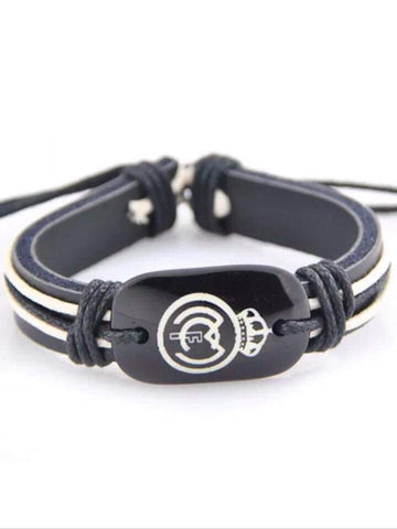 Black and white leather style bracelet
