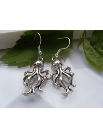 Octopus earrings in Silvertone
