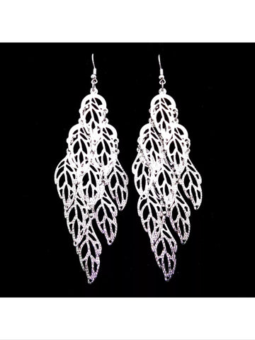 Silvertone leaf earrings