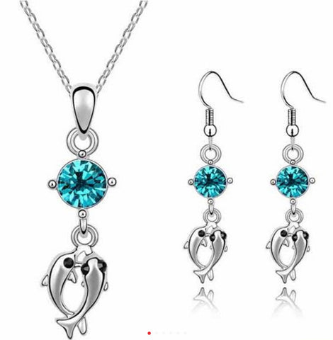 Dolphin necklace and earrings