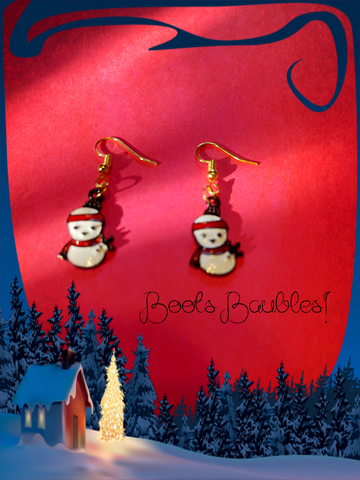 Snowman charm earrings