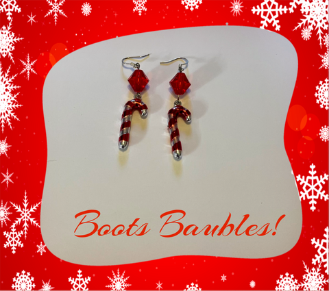 Candy cane Christmas earrings