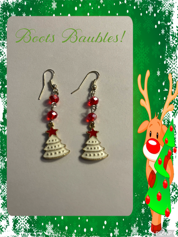 Handcrafted Beaded Christmas Tree Earrings