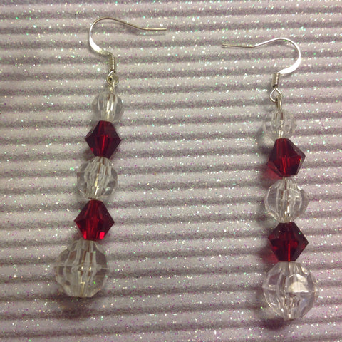 Burgundy and crystal earrings