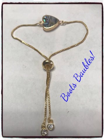 Heart Abalone shell box chain bracelet