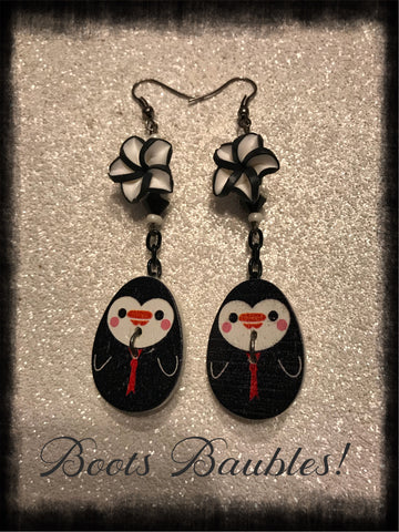 Penguin paradise button earrings