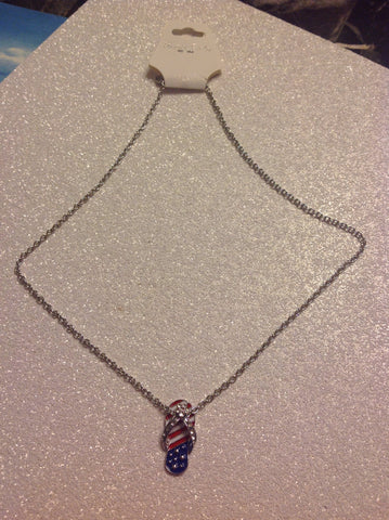 Patriotic flip flop necklace