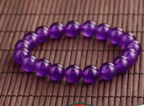 Purple amethyst beaded stretch bracelet