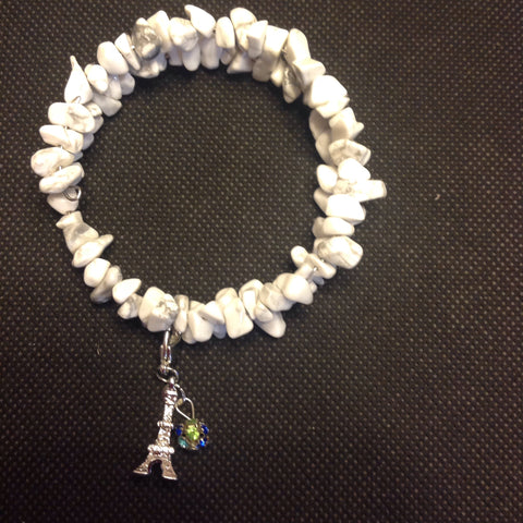 White turquoise stone chip memory wrap bracelet