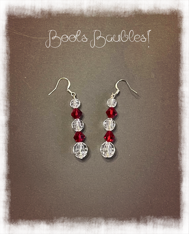 Red and clear beaded holiday earrings