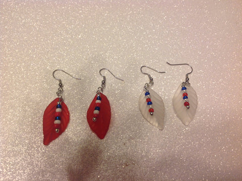 Patriotic leaf earrings!