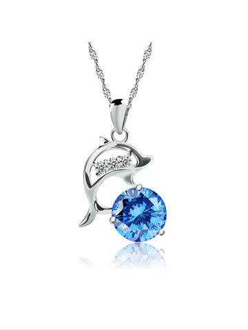 Jumping dolphin CZ Sterling silver