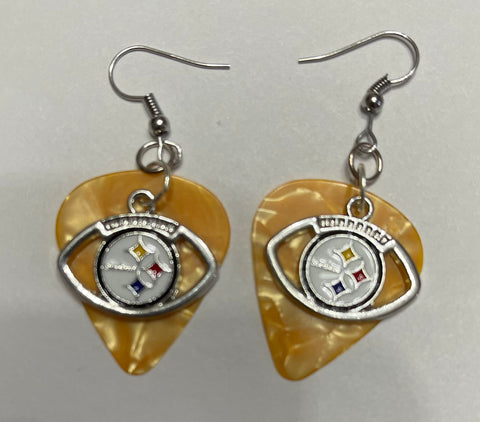 Pittsburgh Steelers guitar pick earrings