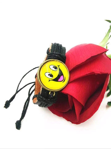 Happy emoji leather bracelet