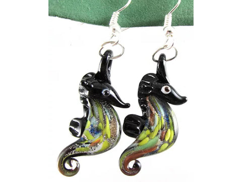 Seahorse multi-color glass earrings