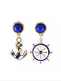 Anchor and ships wheel earrings