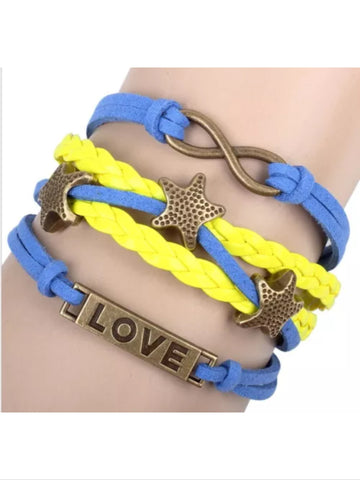 Leather style star bracelet