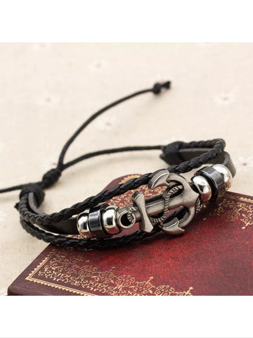 Leather anchor bracelet