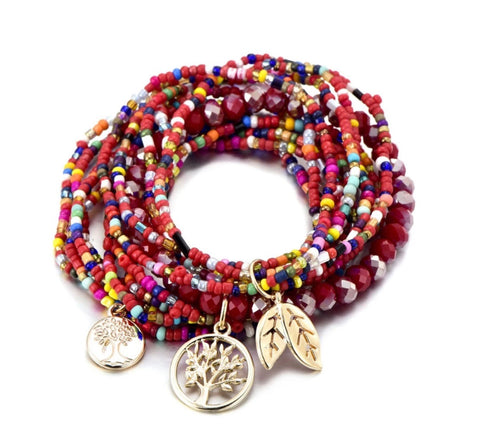 seed bead tree of life multi layer bracelet set