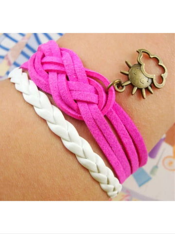 Sun and cloud leather style bracelet