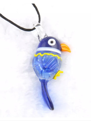 Glass bird pendant necklace