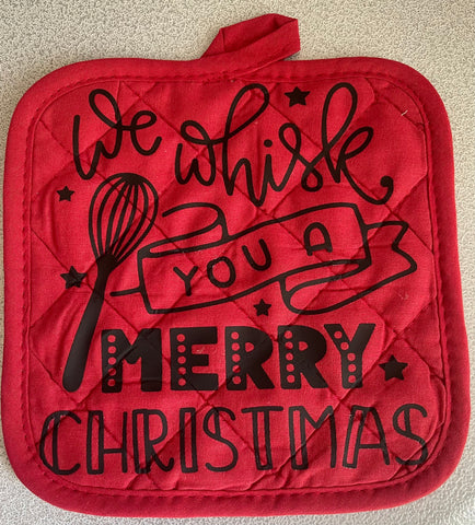 We whisk you a merry Christmas pot holder