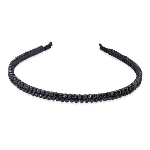 Glass black bead headband