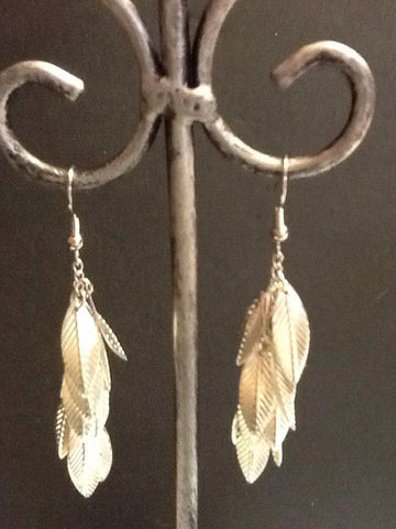 Silver leaf dangle earrings