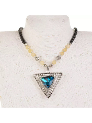 Blue triangle Crystal necklace