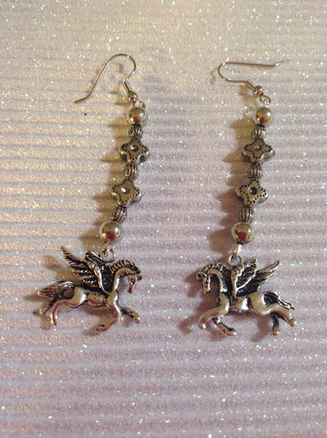 Silver Pegasus earrings