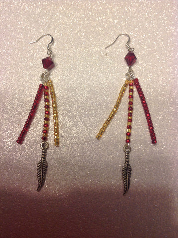 Garnet and gold Seminole earrings.