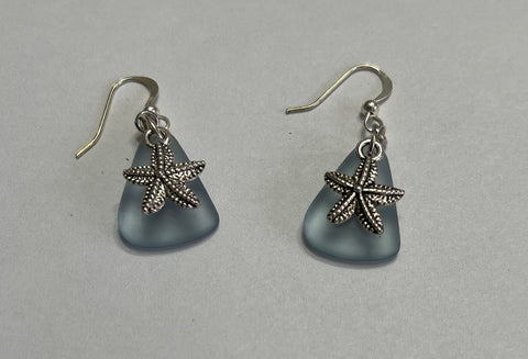 Starfish charm sea glass earrings
