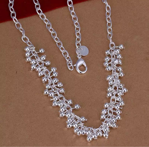 Silver grape cluster necklace