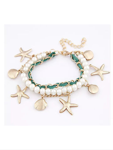 Seashell and starfish charm bracelet