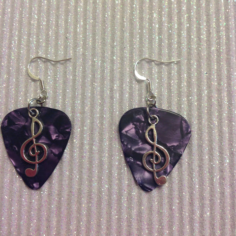 music note guitar pic earrings