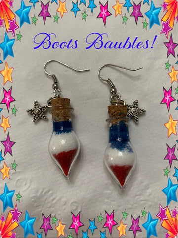 Patriotic sand art earrings