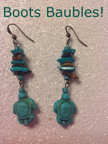 Turquoise turtle earrings
