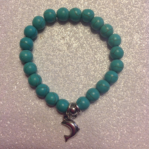 Turquoise beaded dolphin stretch braclet