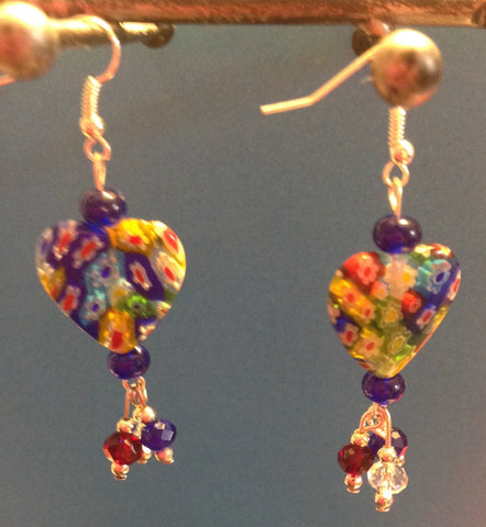 Glass heart earrings.