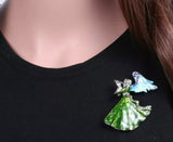 Angel rhinestone brooch