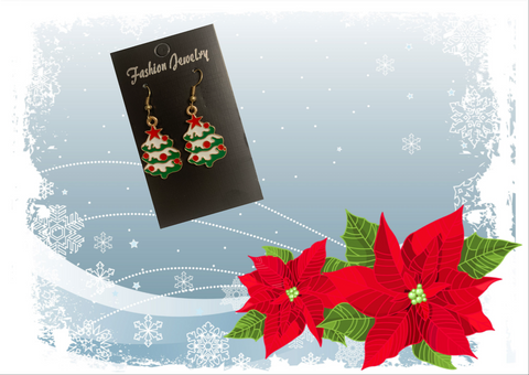 Christmas tree charm earrings