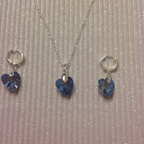 Heart necklace and earrings  CZ and Sterling silver