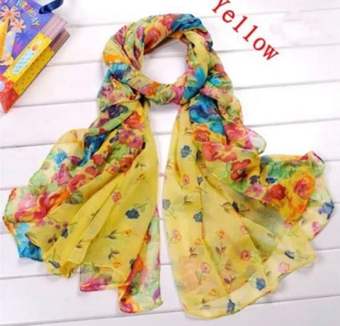 Yellow and red flower scarf