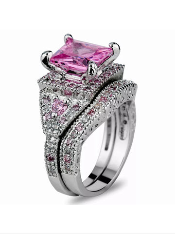 Princess cut pink sapphire ring