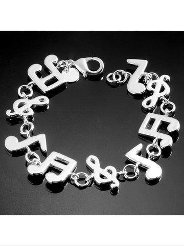 Music notes Sterling silver  plated bracelet
