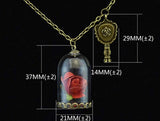 Beauty and the beast rose necklace