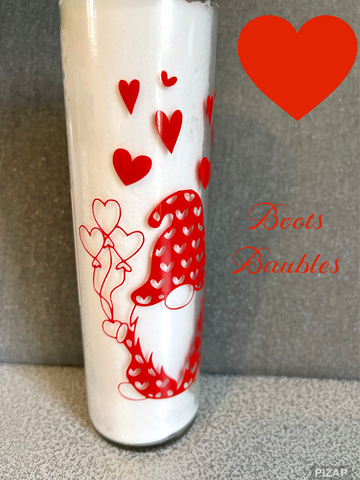 Valentines gnome heart candle