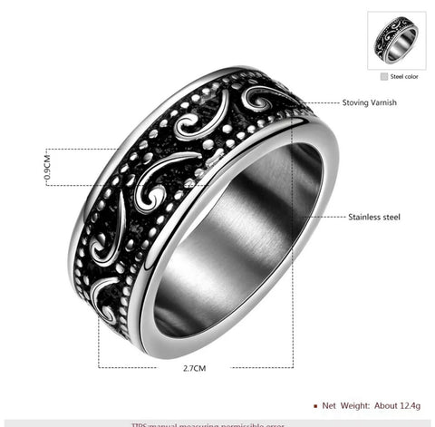 Stainless steel patterned ring size 7