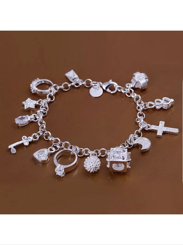 Sterling silver plated 925 charm bracelet
